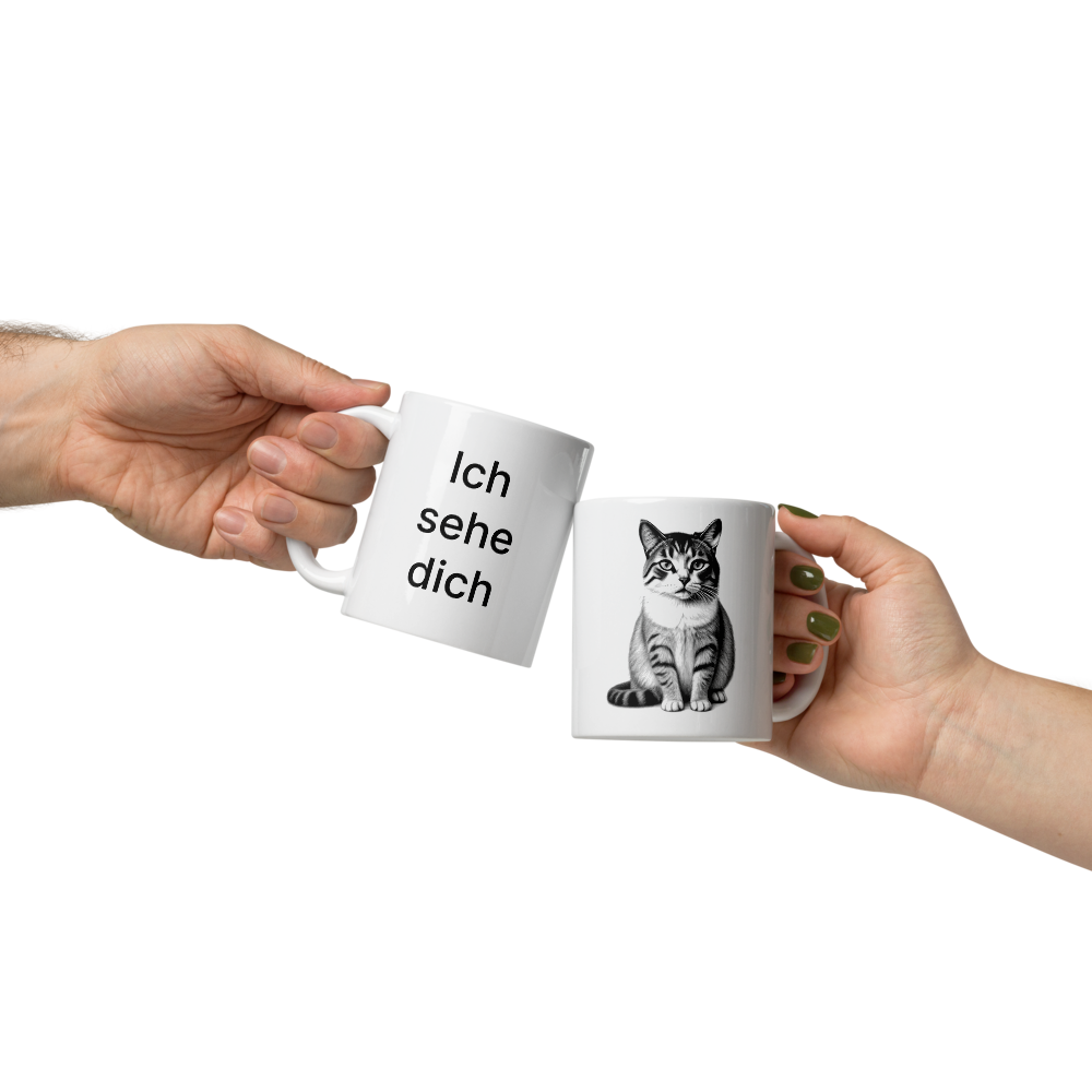 „Ich sehe dich.“ – Statement-Tasse für Katzenmenschen