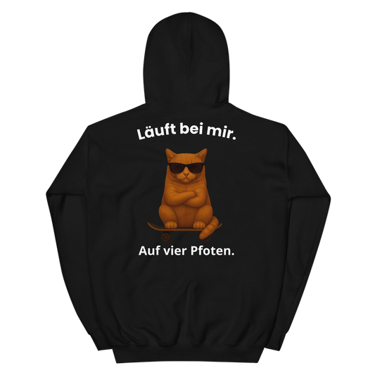 Läuft bei mir – Cool Cat Edition 🕶️ | Hoodie – Schwarz